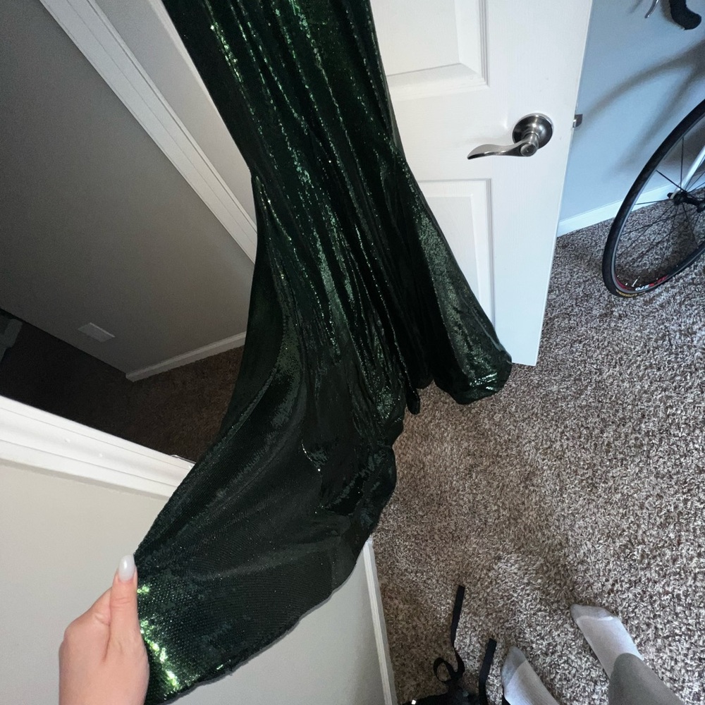 Emerald sequin Jovani formal/pageant/prom dress - Picture 6 of 9